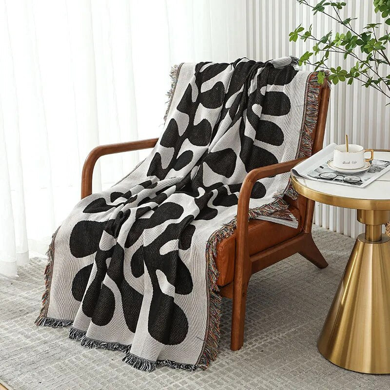 Retro Vine Throw Blanket – Soft Cozy Cotton Blend 51x63 Inches
