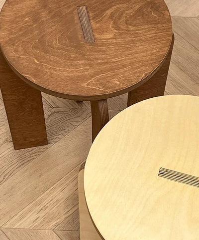 Vintage Cross-Leg Stool - Wooden Low Seat 16x18"