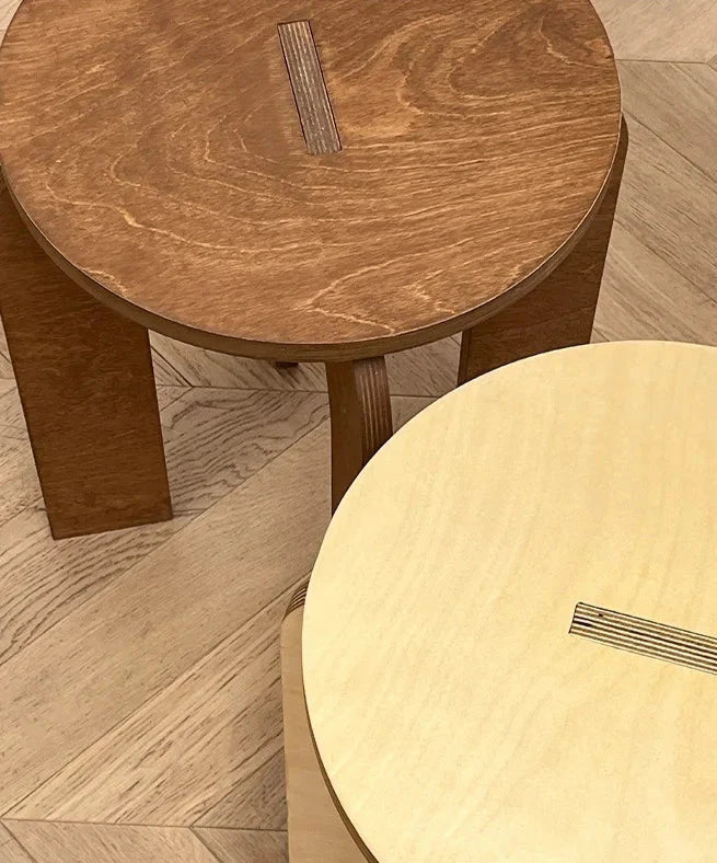Vintage Cross-Leg Stool - Wooden Low Seat 16x18"