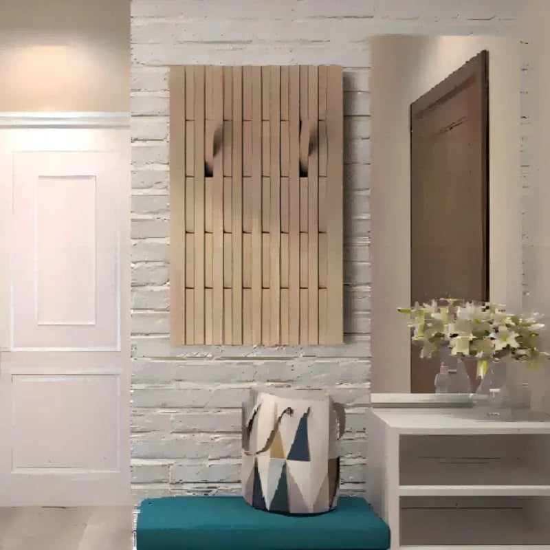 Pine Wood Wall Panel with Hook - Elegant Japanese Design