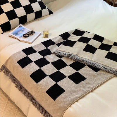 Plaid Throw Blanket – Retro Cotton 55x55 Inch Cozy Throw