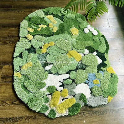 Green Moss Rug – Large Hand Crafted 3D Texture