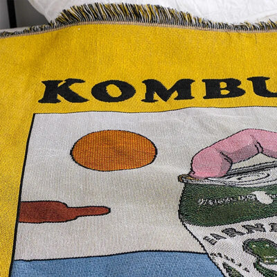 Kombucha Throw Blanket – Soft Cotton Retro Design