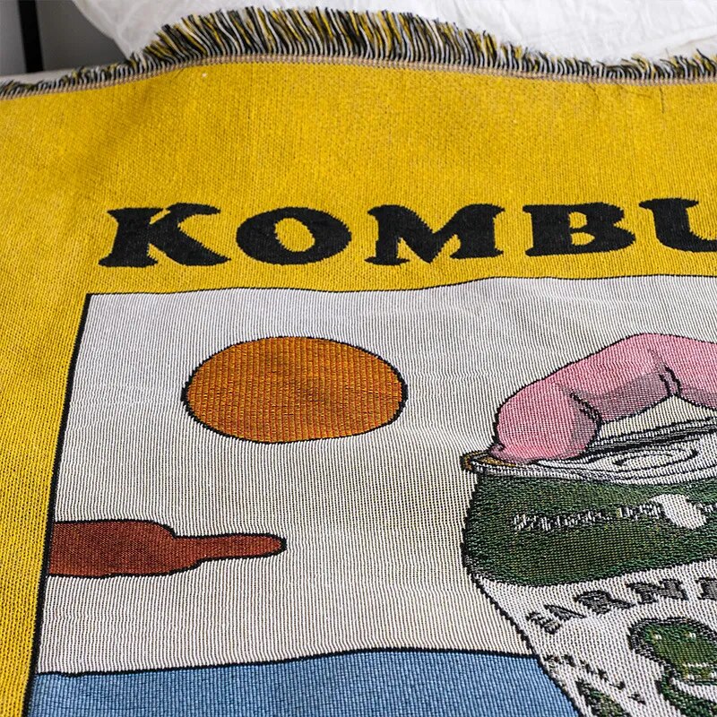 Kombucha Throw Blanket – Soft Cotton Retro Design