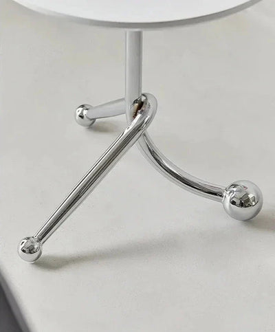 Vintage Round Side Table - Twisted Metal Frame, Stainless Steel Accent