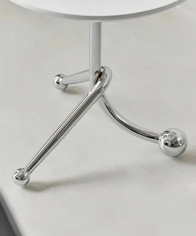 Vintage Round Side Table - Twisted Metal Frame, Stainless Steel Accent