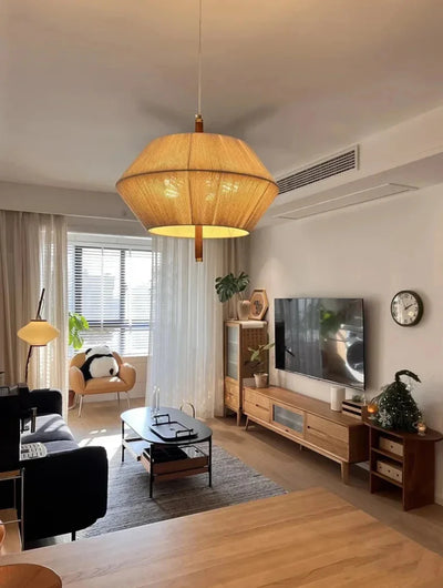 Rattan Ceiling Pendant Light | Handwoven Hemp Rope Lamp