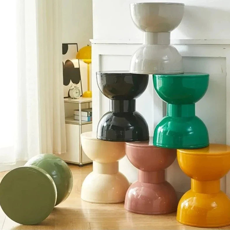 Nordic Hourglass Stool – Glossy ABS Side Table