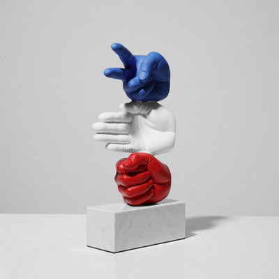 Rock Paper Scissor Sculpture – Hand Crafted Marble Surface Decor