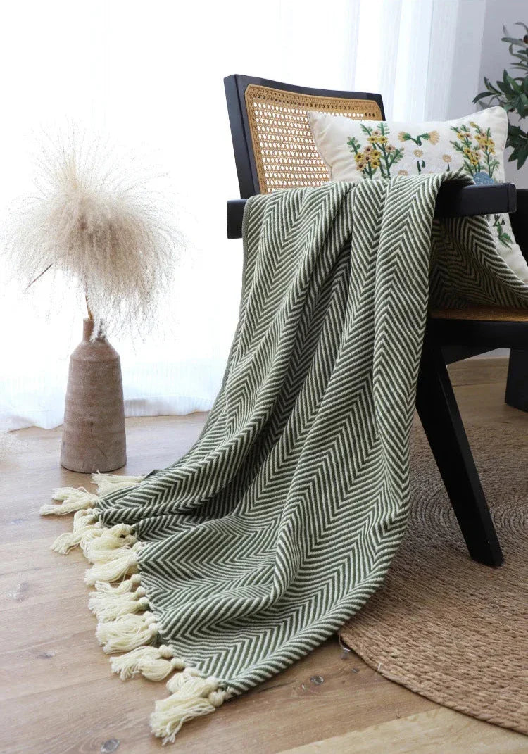 Jacquard Throw Blanket | Modern Striped Geometric Design