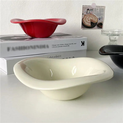 Ceramic Snack Bowl – Wave Rim Organic Shape Dish