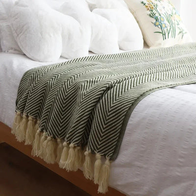 Jacquard Throw Blanket | Modern Striped Geometric Design