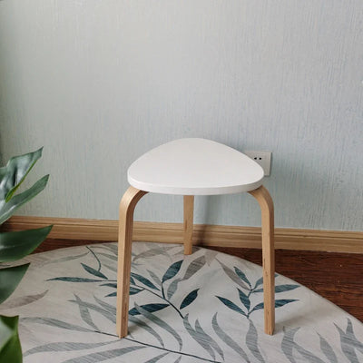 Wooden Triangle Stool - Geometric Natural Wood Furniture
