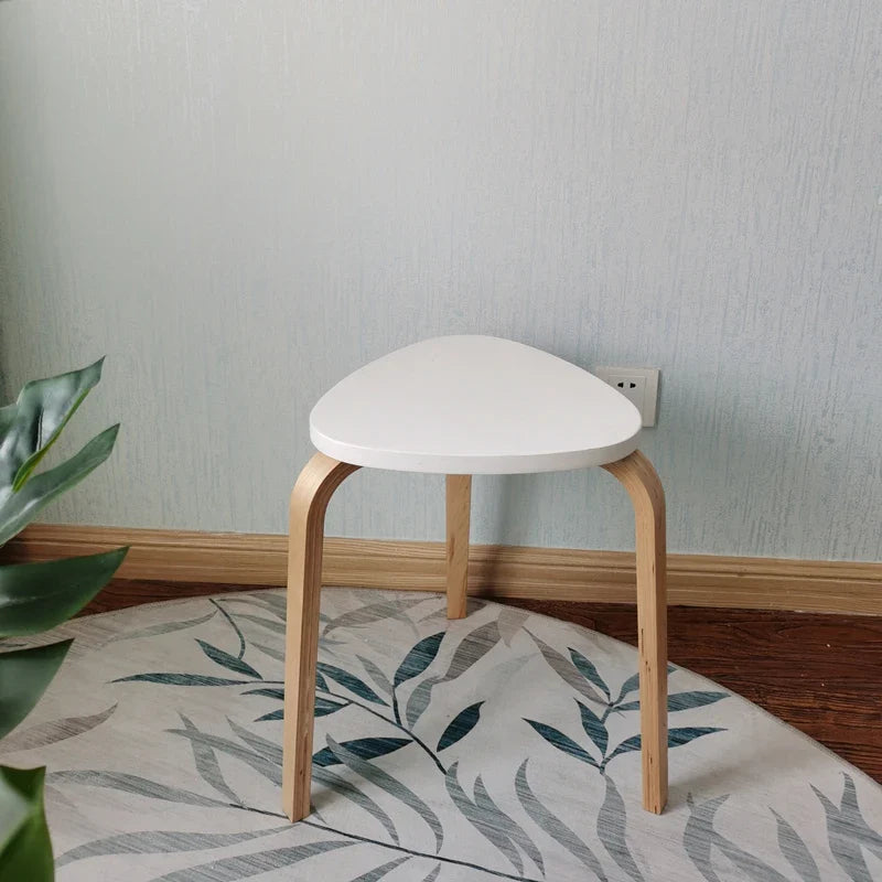 Wooden Triangle Stool - Geometric Natural Wood Furniture