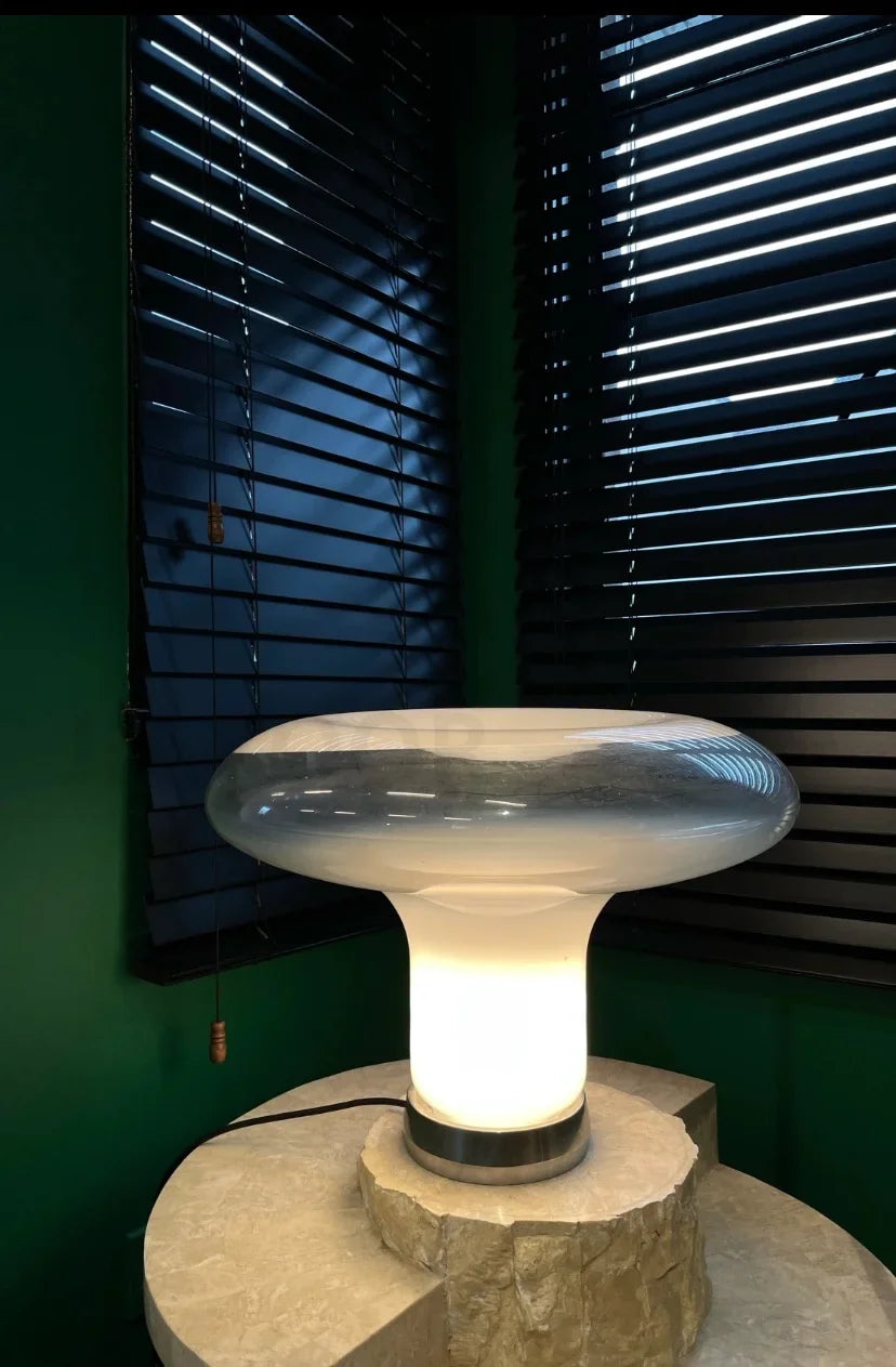 Glass Mushroom Lamp – Minimalist Table Lamp with Warm White Light
