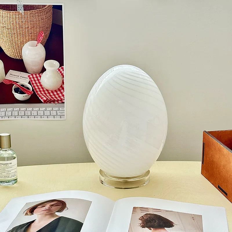 Retro Glass Table Lamp | Soft Glow Lighting, USB Corded