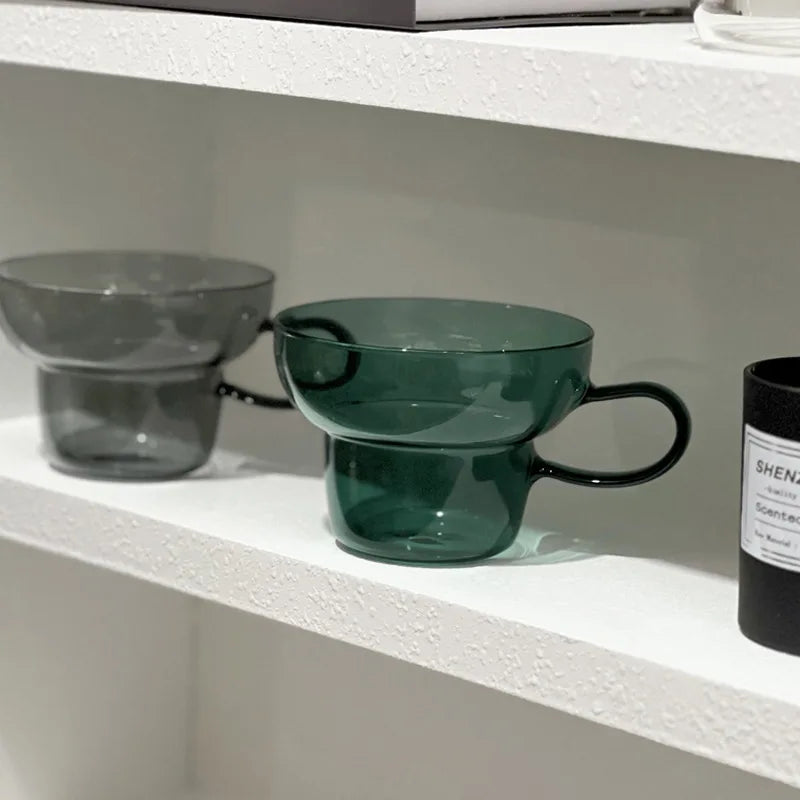 Transparent Glass Mug - Vintage Colored Drinkware 400ml