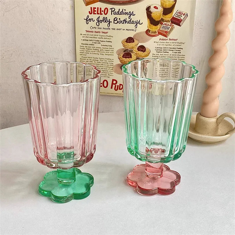 Flower Base Tall Glass - 300ml Borosilicate Dessert Cup