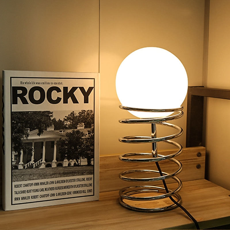 Glass Table Lamp - Spring Base Metal Lighting