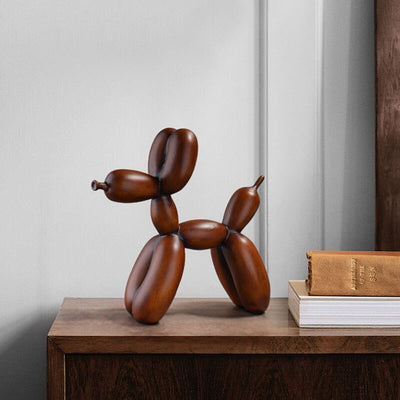 Dog Art Sculpture - Wood Grain Resin Figurine