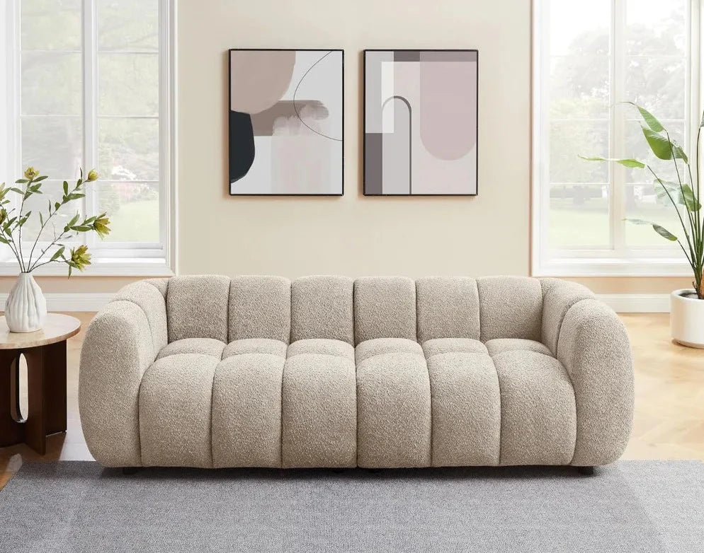 Bouclé Cloud Sofa - Upholstered Tufted Lounge Couch