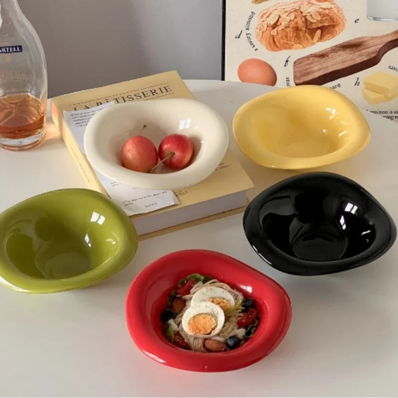 Ceramic Snack Bowl – Wave Rim Organic Shape Dish