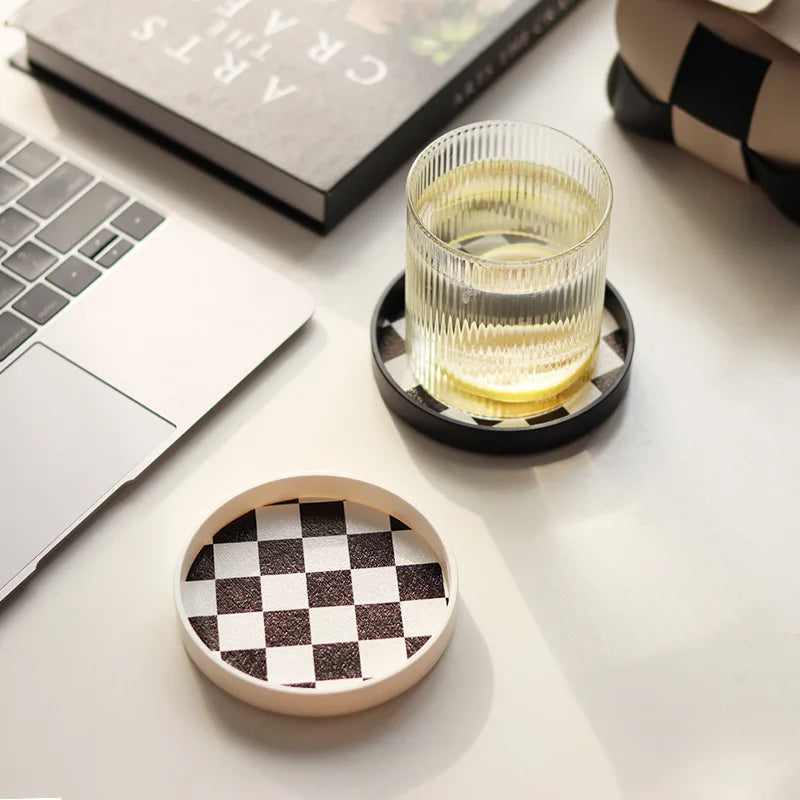 Plaid Cup Coaster - Checkerboard Drink Mat Pad