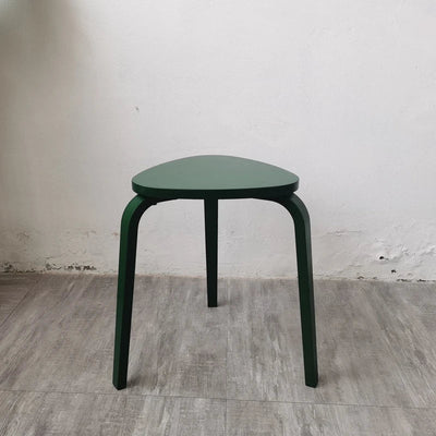 Wooden Triangle Stool - Geometric Natural Wood Furniture