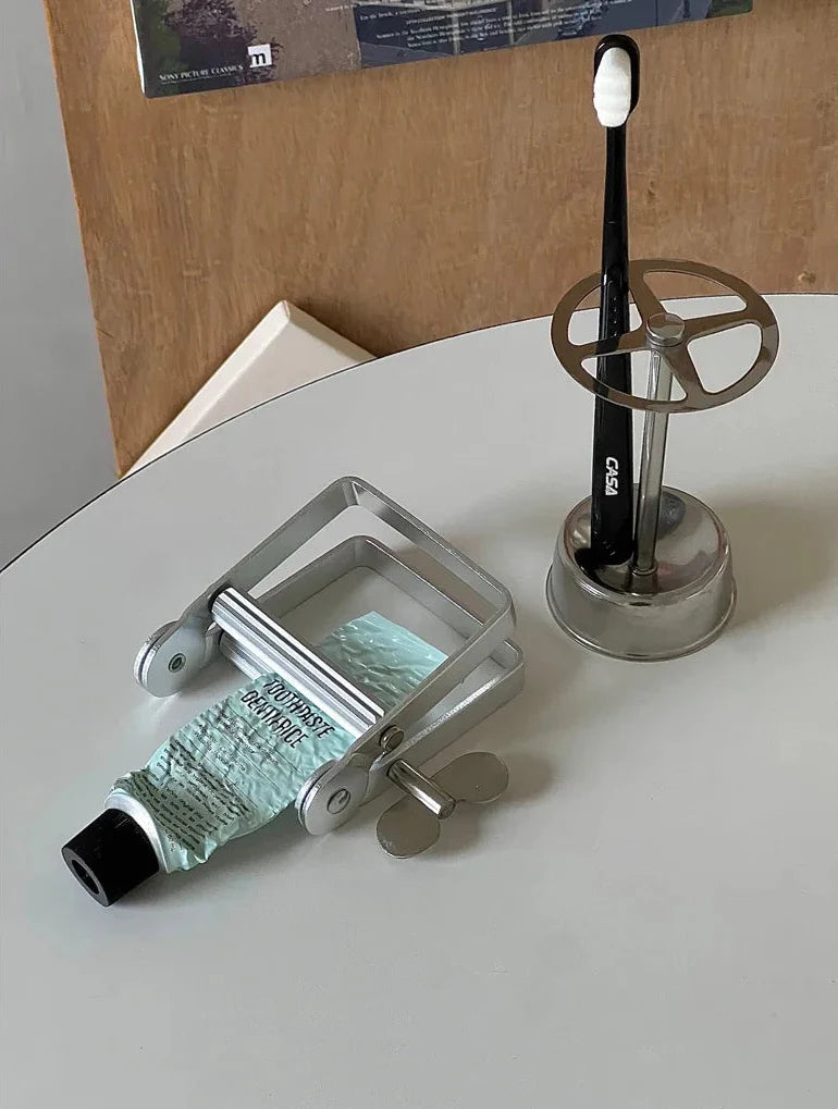 Vintage Toothpaste Holder | Compact Stainless Steel Tube Organizer