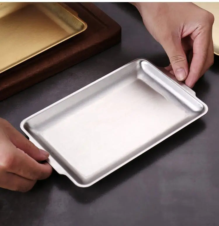 Stainless Steel Serving Plate - Durable 304 Tray For Coffee & Snacks