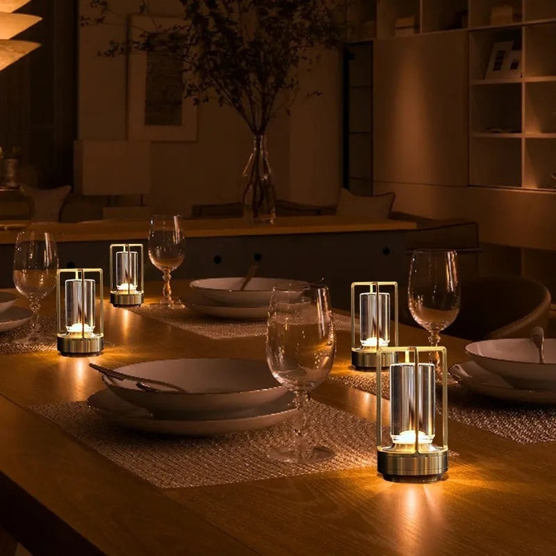 Cordless LED Table Lamp - Retro Bar Lamp Metal Dimmable