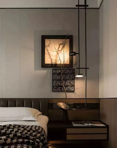 Black Metal Ceiling Lamp – Adjustable Spotlights & Shelf
