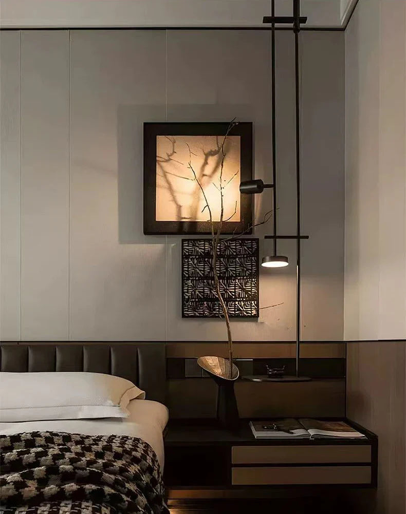 Black Metal Ceiling Lamp – Adjustable Spotlights & Shelf