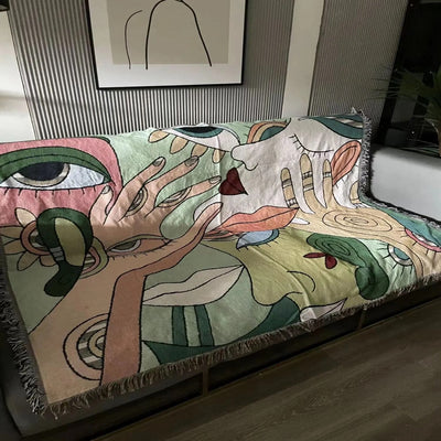 Abstract Art Throw Blanket - Modern Decorative Bed Throw