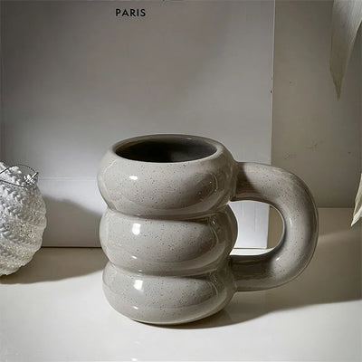 Embossed Donut Mug - 14oz Ceramic Coffee Cup
