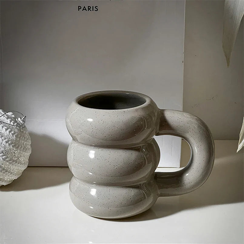 Embossed Donut Mug - 14oz Ceramic Coffee Cup