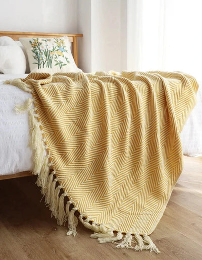 Jacquard Throw Blanket | Modern Striped Geometric Design