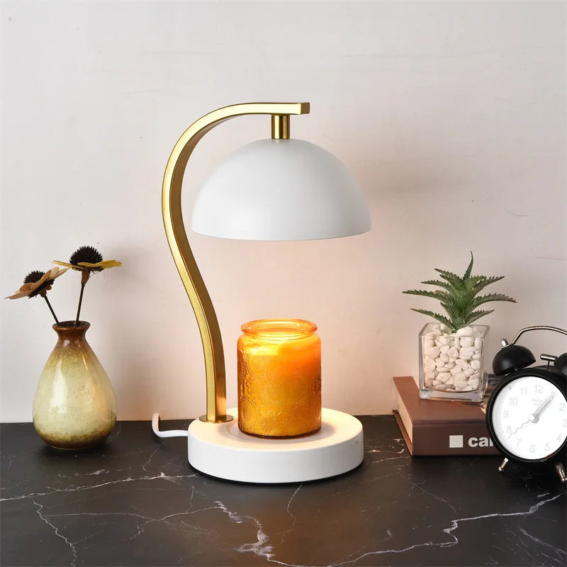 Golden Candle Warmer - Retro Curved Bar Stand Metal Lamp
