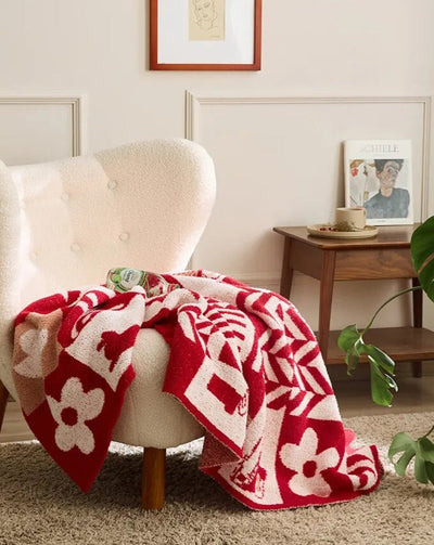 Knitted Throw Blanket – Cozy Holiday Throw, Soft Polyester Knit