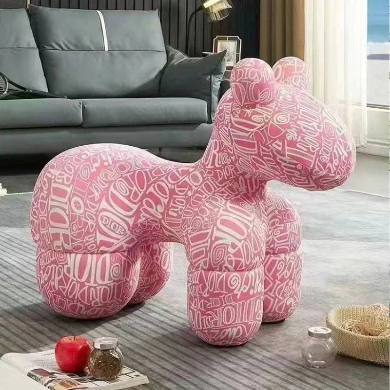 Pony Accent Stool – Patterned Foam Padded Seat