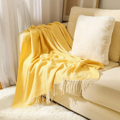 Jacquard Throw Blanket | Modern Striped Geometric Design