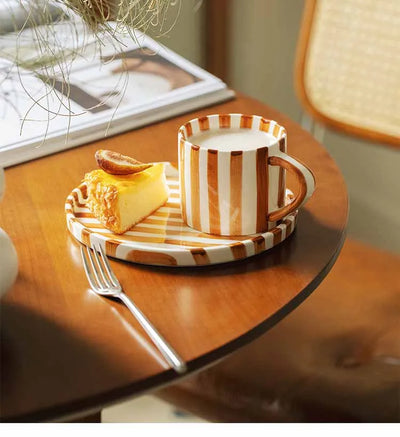 Ceramic Striped Plate – Brush Touch Art Design