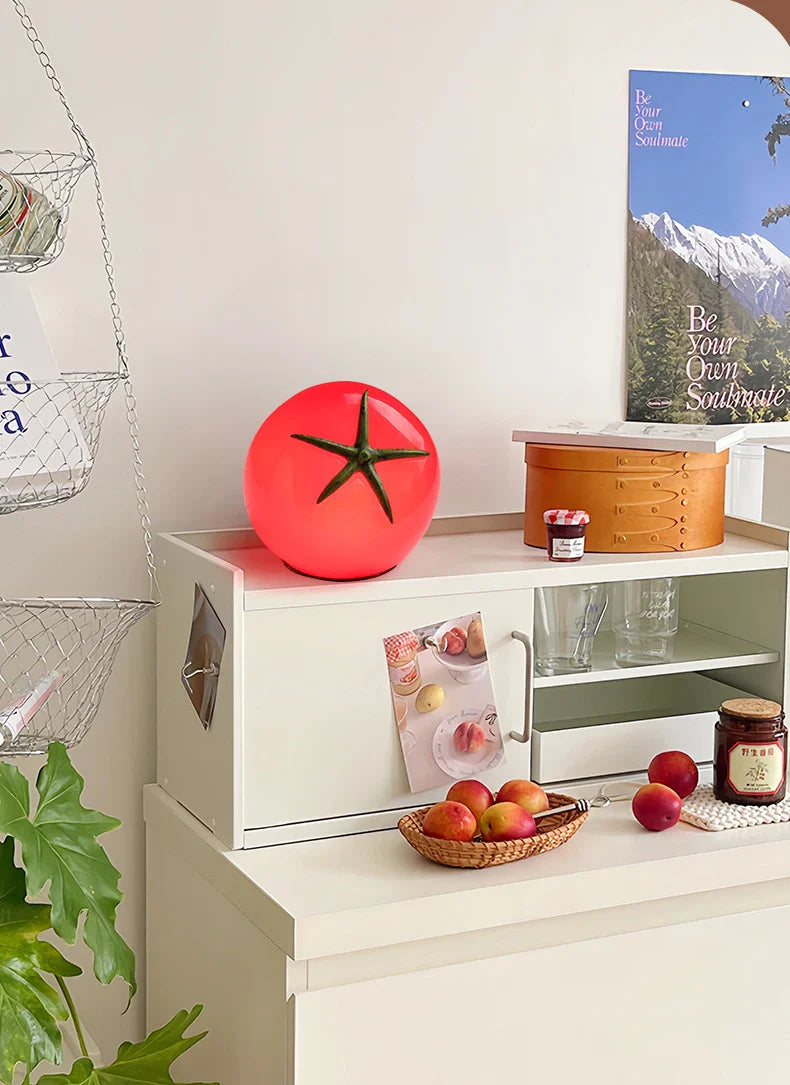Red Tomato Table Lamp - Playful Desk & Nightstand Light