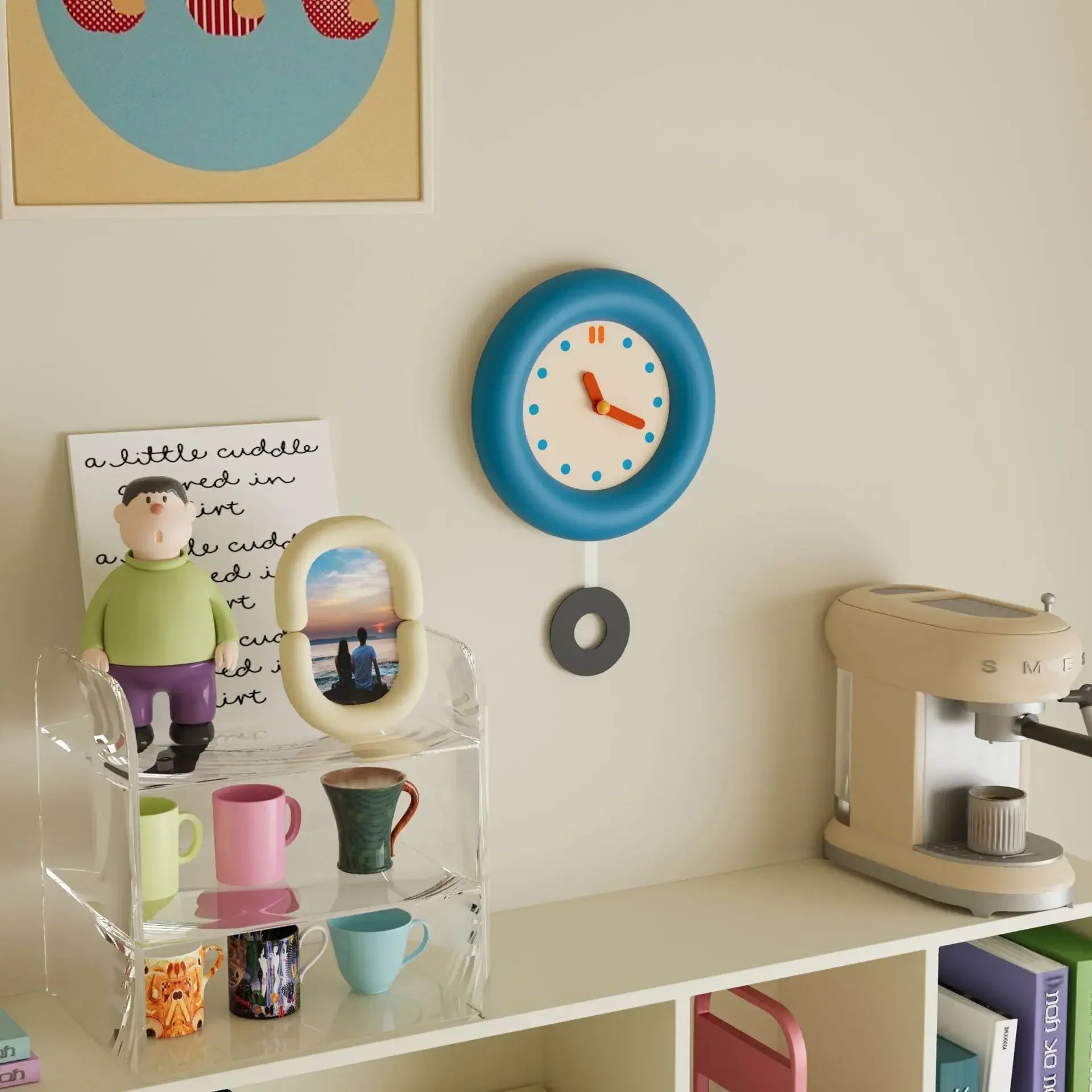 Pendulum Wall Clock - Japanese Minimalist Blue Design