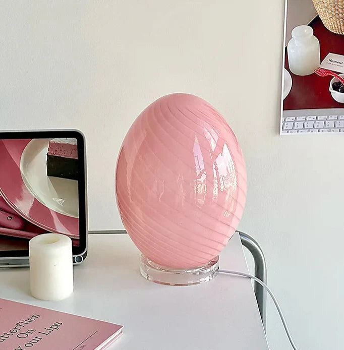 Retro Glass Table Lamp | Soft Glow Lighting, USB Corded