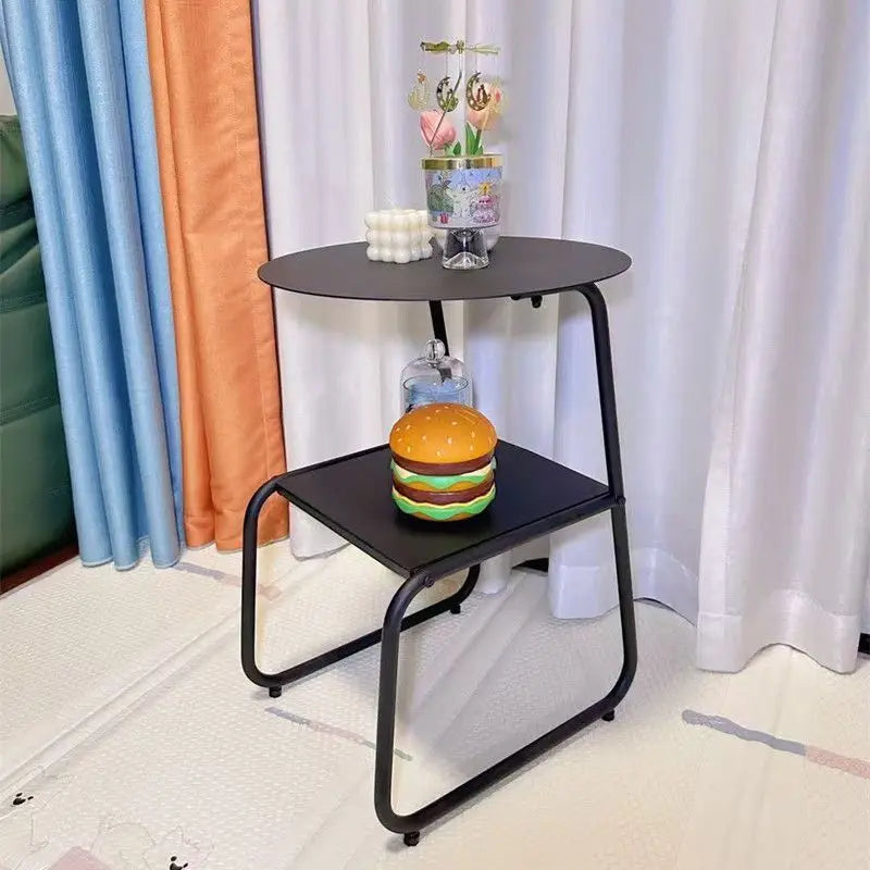 Midcentury Side Table - Metal Shelf Two Tier Compact Storage
