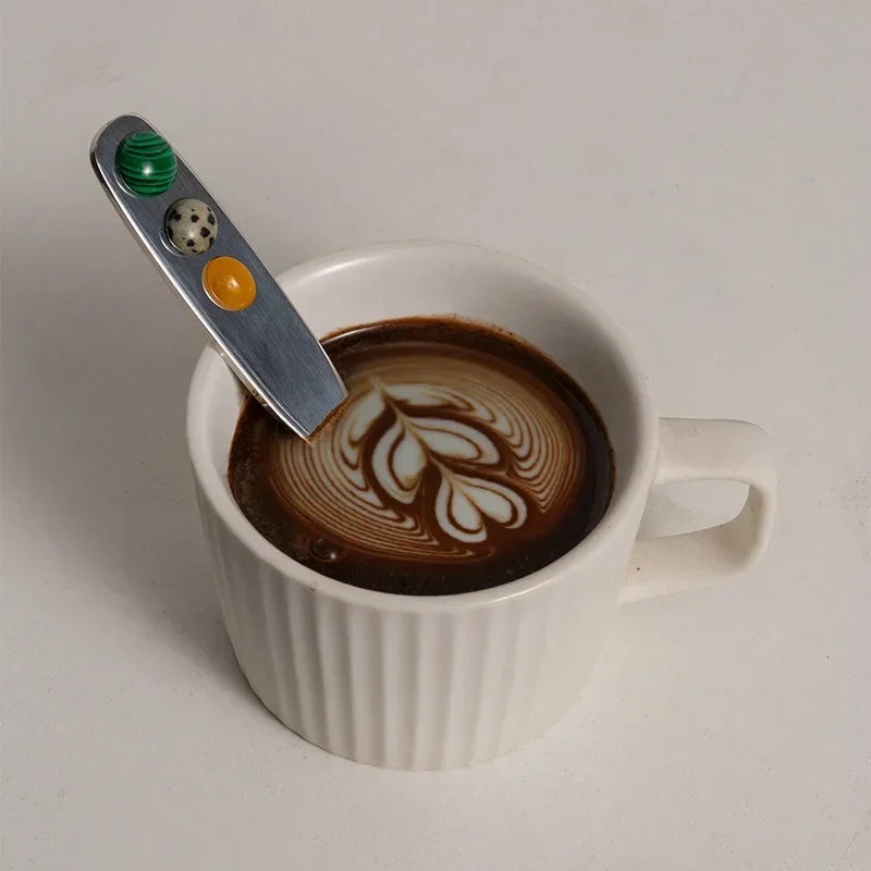 Dessert Fork And Spoon - Jelly Bean Design 5 Inch Stainless Steel Utensils