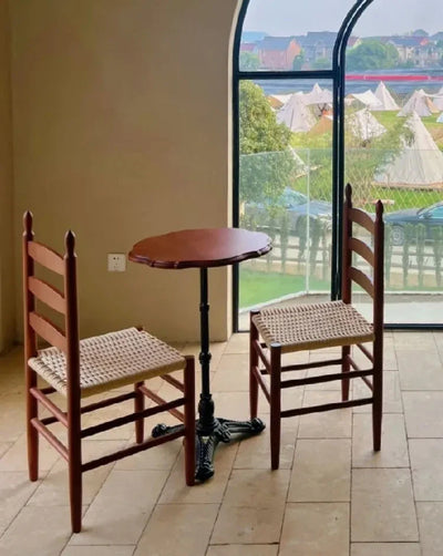 Vintage Wooden Dining Chair – Solid Wood Rope Woven Seat