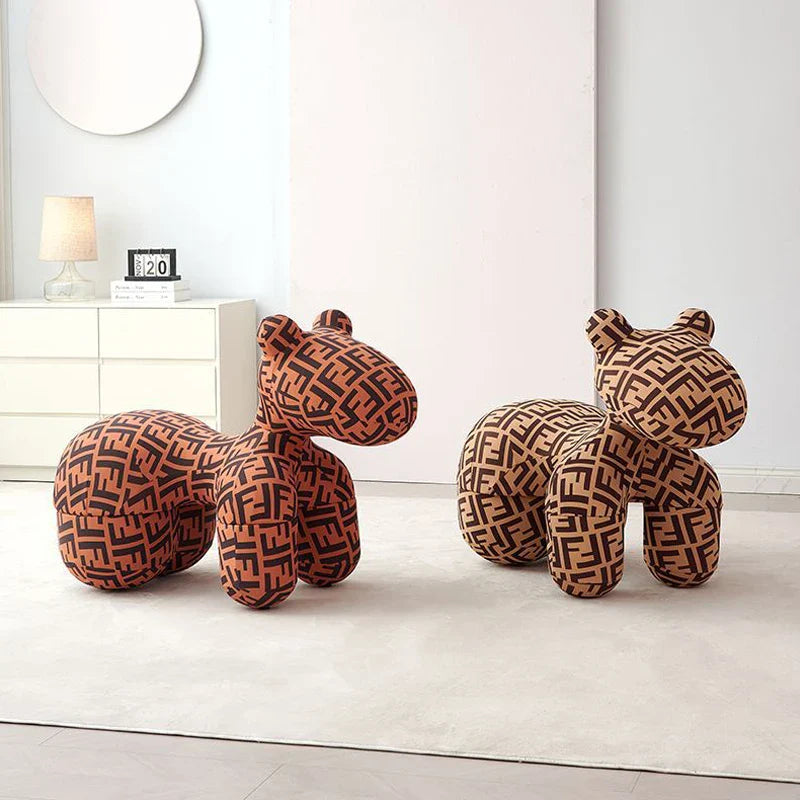 Pony Accent Stool – Patterned Foam Padded Seat