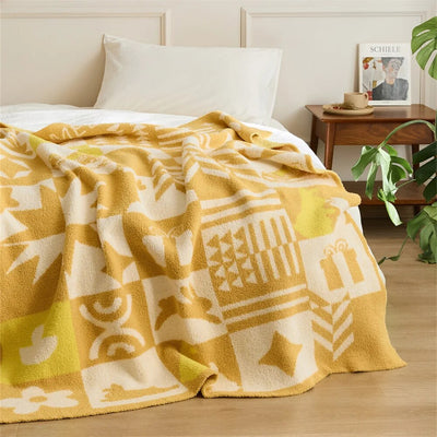 Knitted Throw Blanket – Cozy Holiday Throw, Soft Polyester Knit